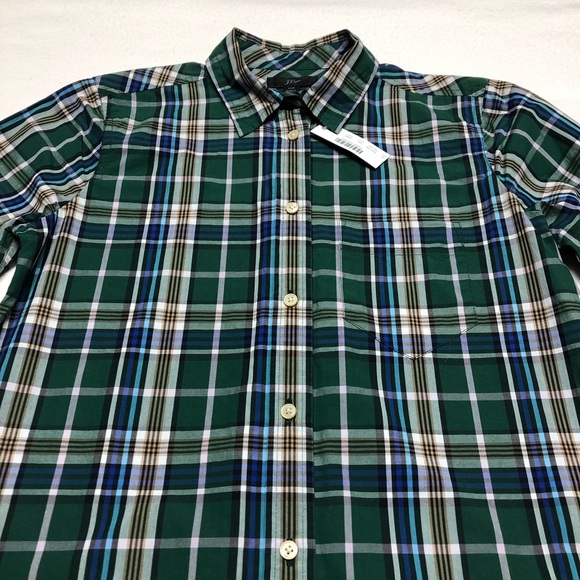 J Crew Shirt XS Womens Button Up Plaid Long Sleeve Blouse Green Casual Cotton - Picture 3 of 15